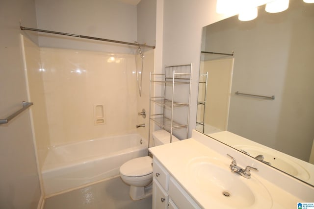 full bathroom featuring vanity, toilet, and bathtub / shower combination