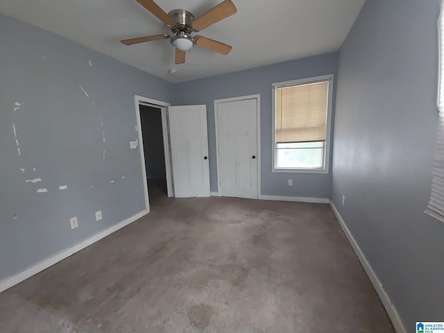 unfurnished bedroom with ceiling fan