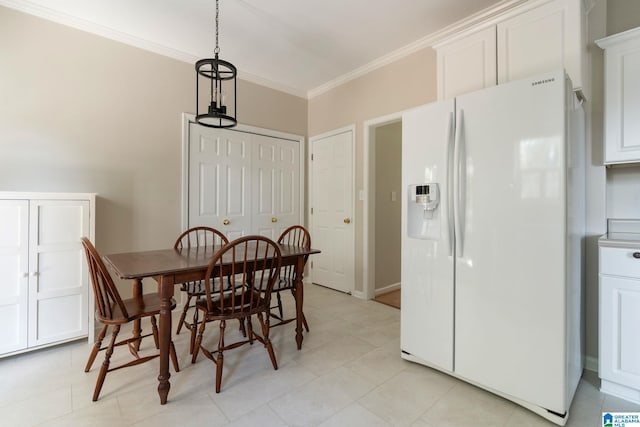 dining room with crown molding