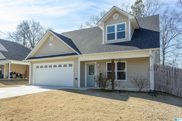 view of front of house with a garage and covered porch