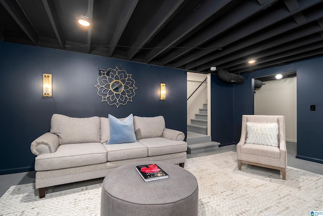 living room with concrete flooring