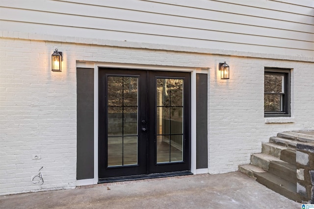 property entrance with french doors