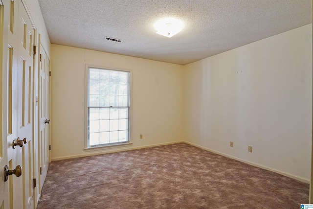 carpeted empty room with a wealth of natural light and a textured ceiling