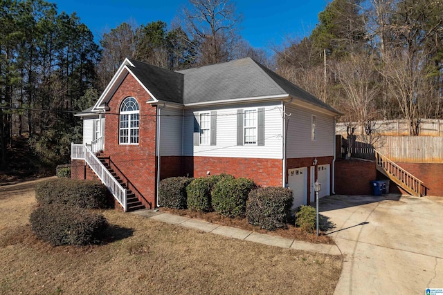 view of home's exterior with a garage