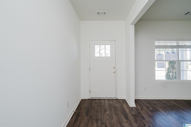 entrance foyer with dark hardwood / wood-style floors