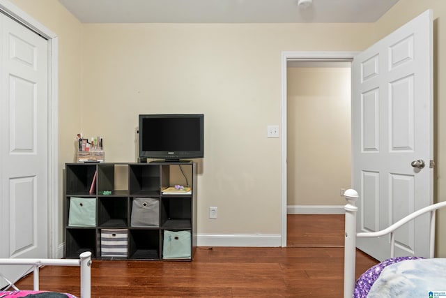 bedroom with hardwood / wood-style flooring