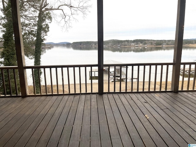 deck with a water view