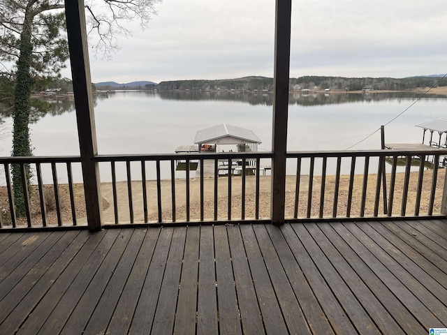 deck with a water view