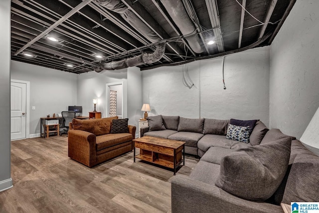 living room with wood-type flooring