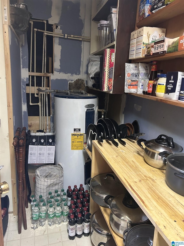 storage room with water heater