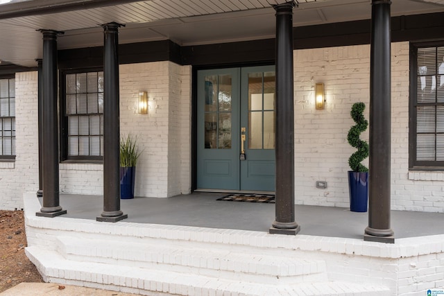 view of exterior entry with french doors