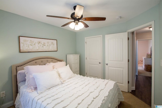 bedroom featuring ceiling fan