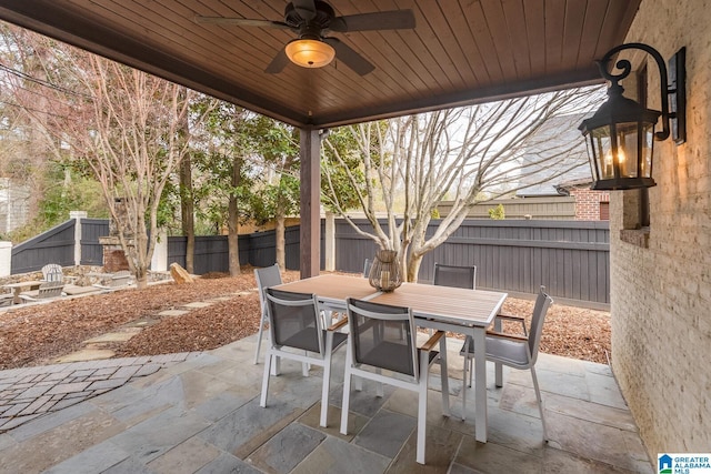 view of patio with ceiling fan