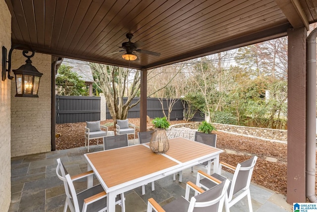 view of patio / terrace with ceiling fan