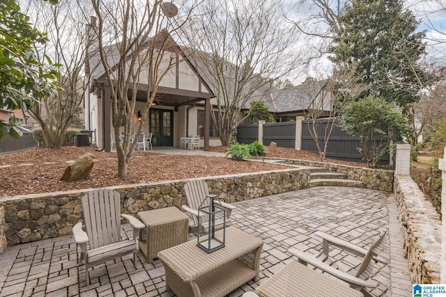 view of patio featuring central AC