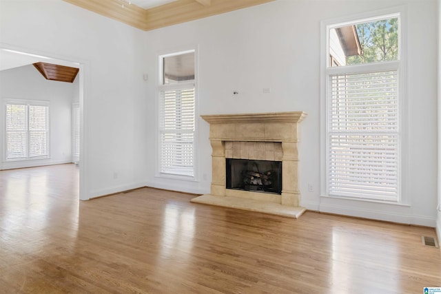 unfurnished living room with light hardwood / wood-style floors