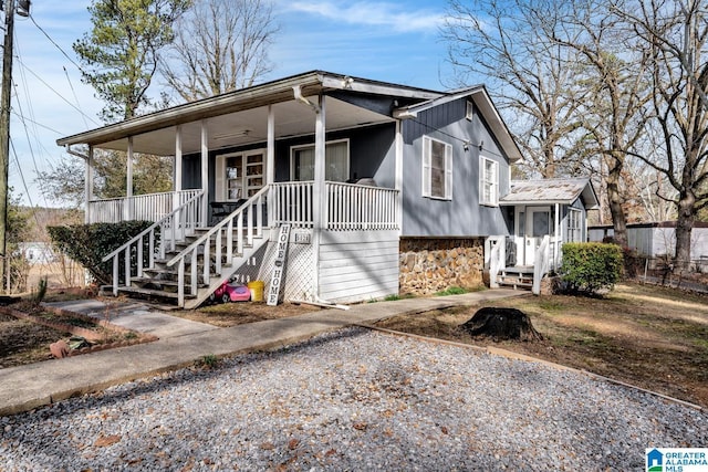 view of front of home with covered porch