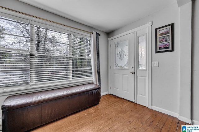 foyer entrance with light wood-type flooring