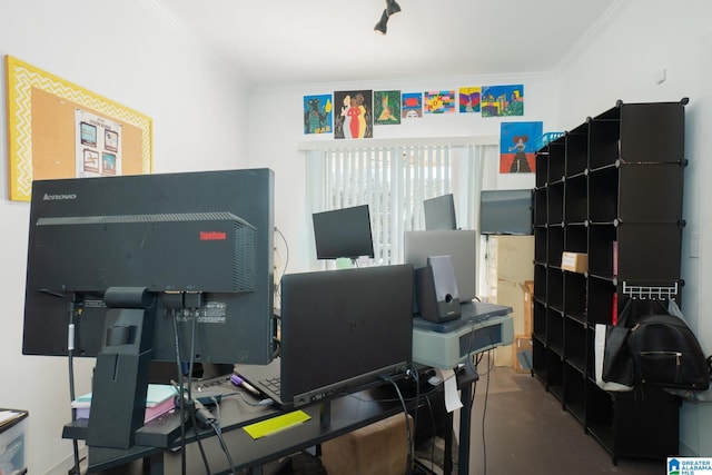 office area featuring ornamental molding