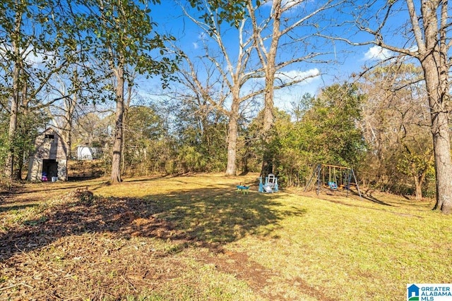 view of yard featuring a playground