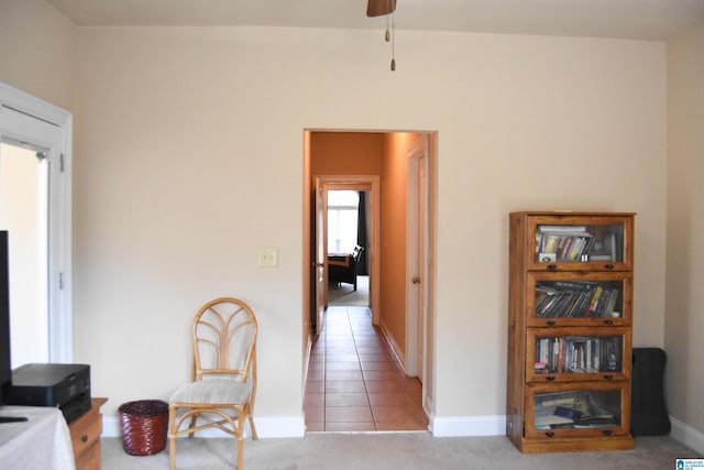 hallway with light tile patterned flooring