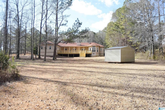 exterior space featuring a storage unit