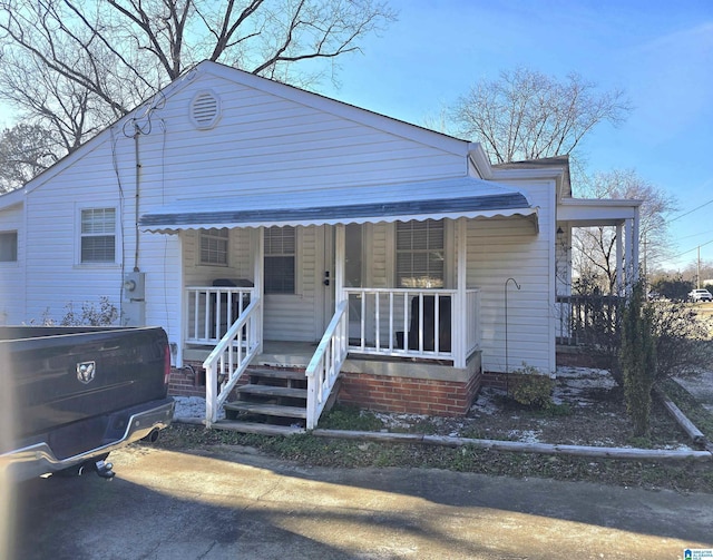 bungalow featuring a porch