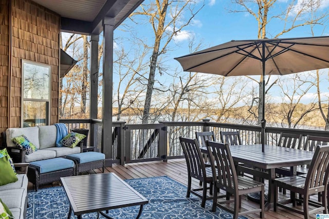 deck with an outdoor living space