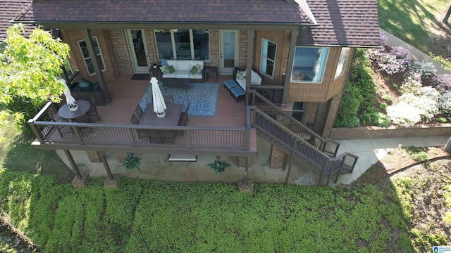 705 Lakeview Crest Dr, Pell City, AL 35128 - wooden terrace with an outdoor living space