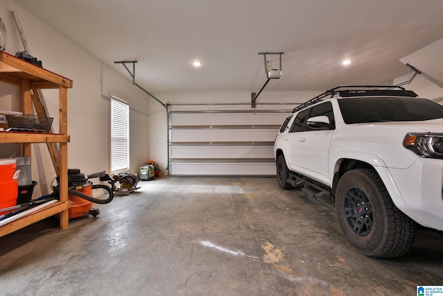 garage with a garage door opener