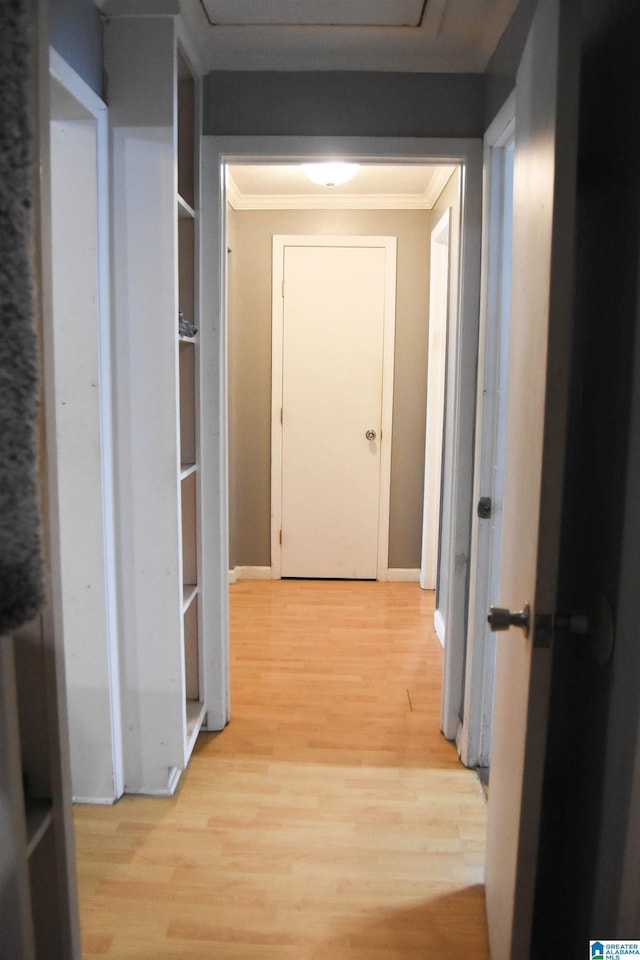 hallway with light hardwood / wood-style flooring