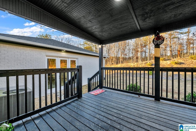 wooden terrace with cooling unit