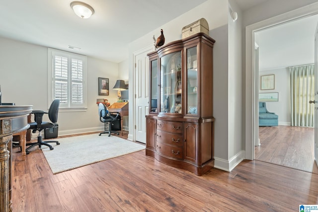 office area featuring hardwood / wood-style floors