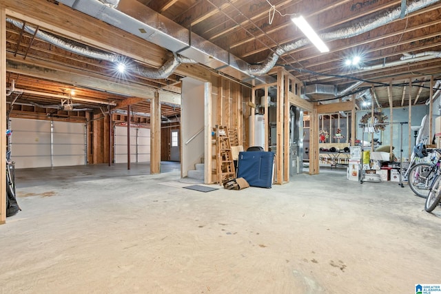 basement with water heater