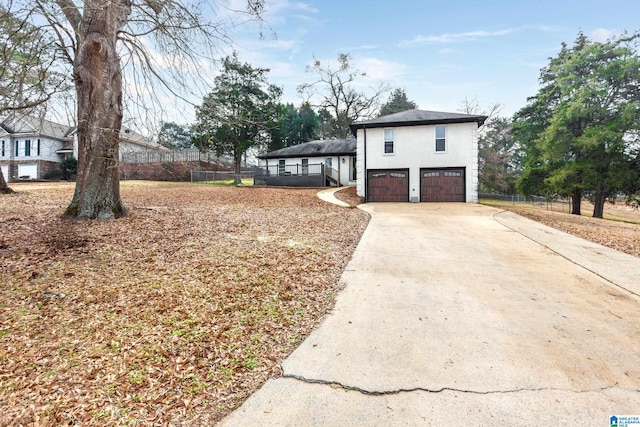 exterior space with a garage