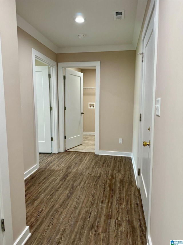 hall featuring dark hardwood / wood-style flooring