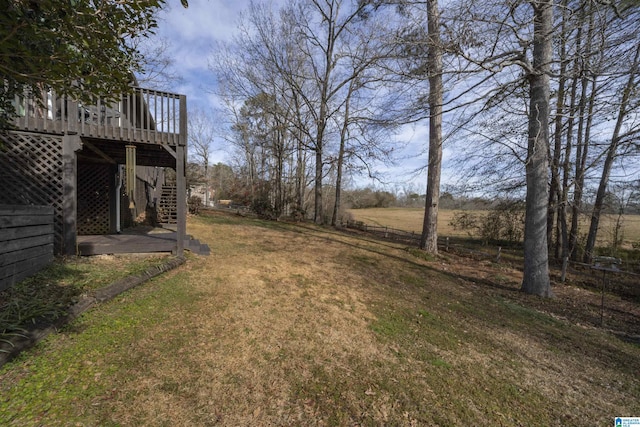 view of yard with a deck