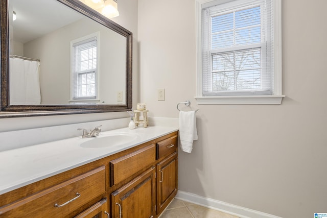 bathroom featuring vanity and tile patterned flooring