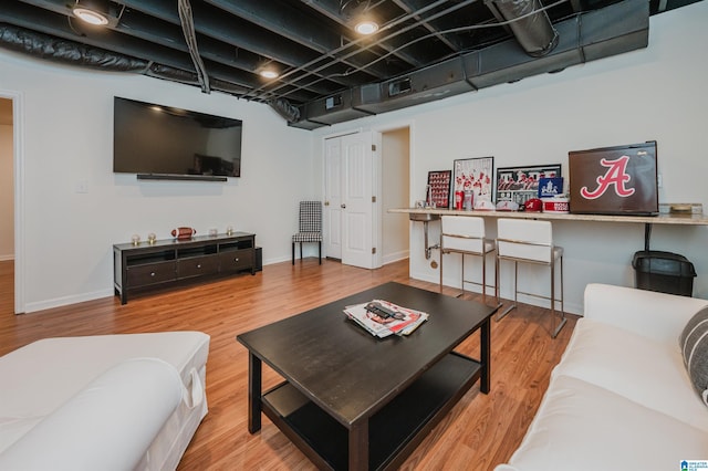 living room with hardwood / wood-style flooring