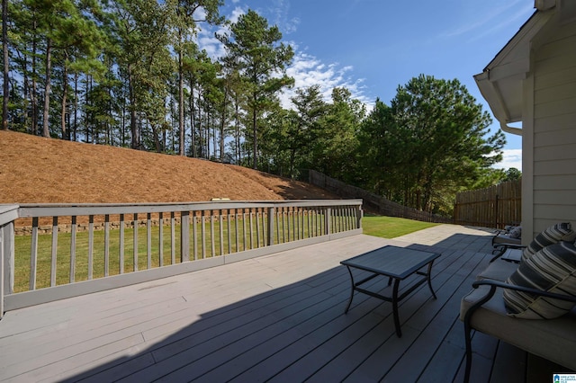 deck featuring a lawn