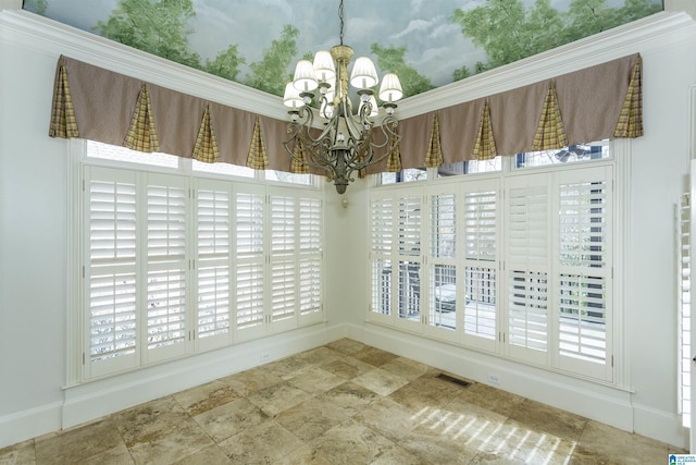 interior space featuring an inviting chandelier