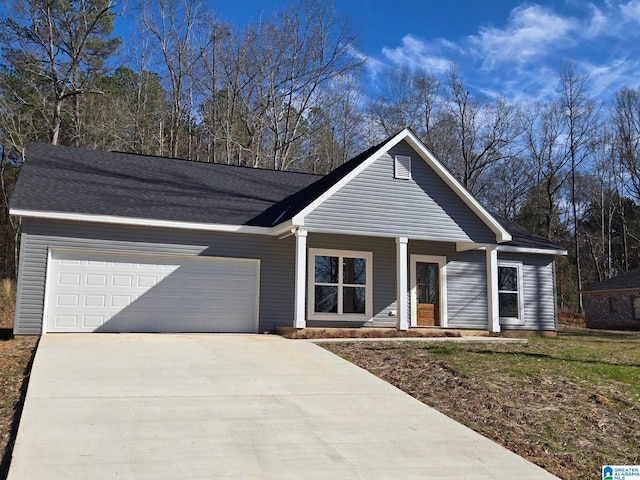 single story home with a garage