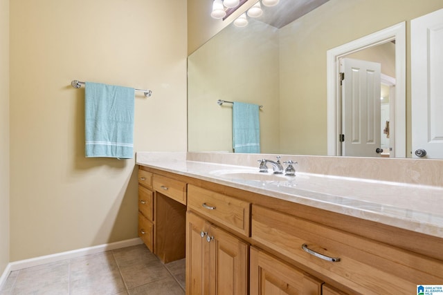 bathroom featuring vanity and tile patterned flooring