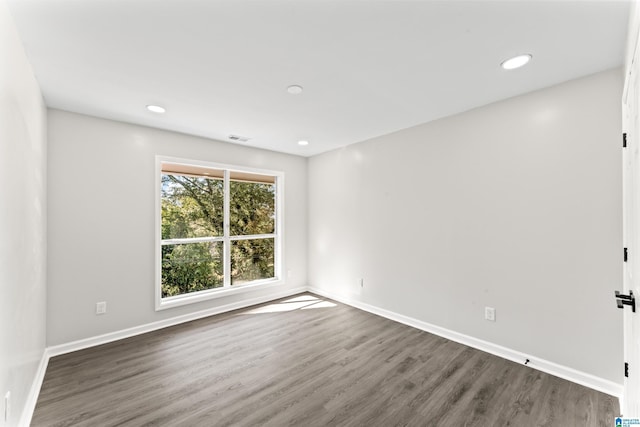 empty room featuring dark hardwood / wood-style flooring