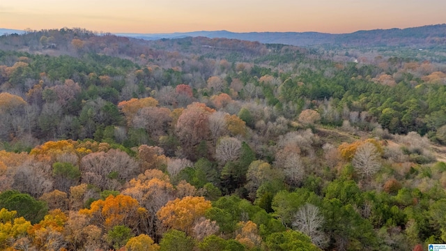 aerial view at dusk featuring a mountain view