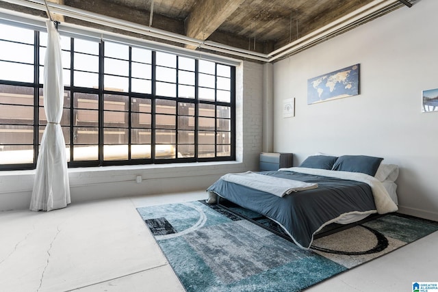 bedroom with concrete floors