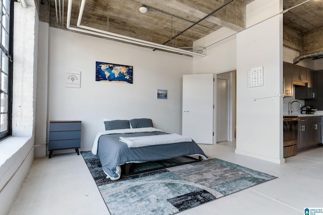 bedroom with a towering ceiling