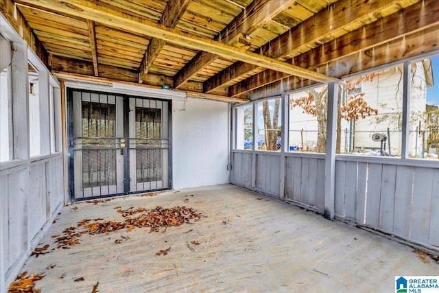 view of unfurnished sunroom