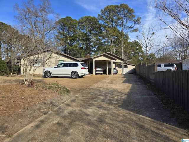 exterior space featuring a carport