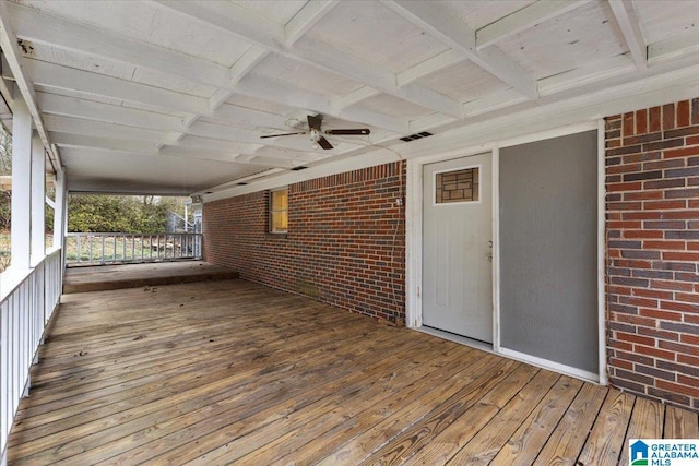 deck featuring ceiling fan